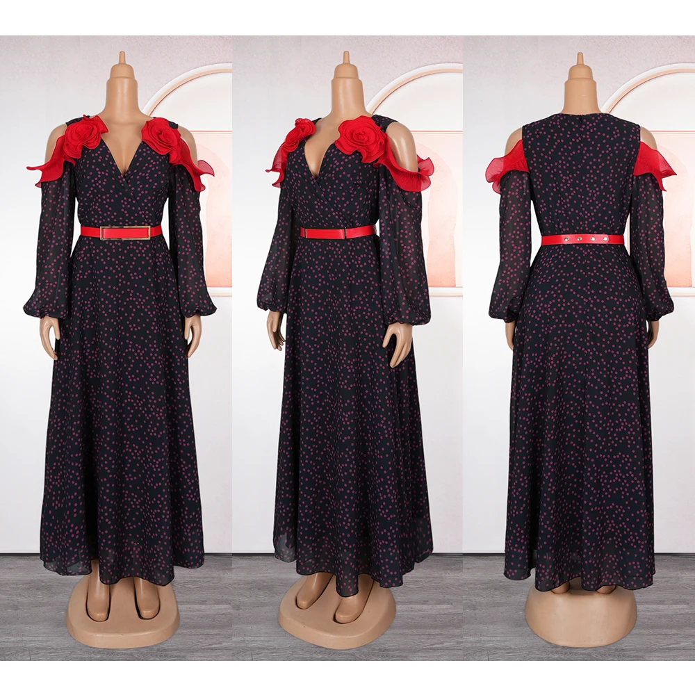 African Dresses for Women 2025 New Fashion Plus Size Chiffon Evening Party Long Dress Dashiki Ankara Outfit Robe African Clothes image 4