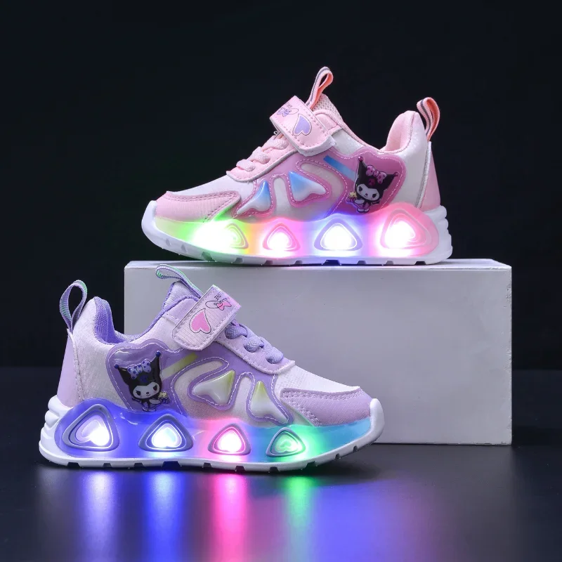 Tenis Children Led Shoe Girls Lighted Sneakers Glowing Shoe for Kids Soft Soled Breathable Casual Toddler Ctue Kuromi Baby Shoes