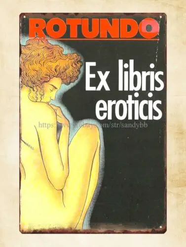 garage store Rotundo Ex libris Eroticis cover metal tin sign