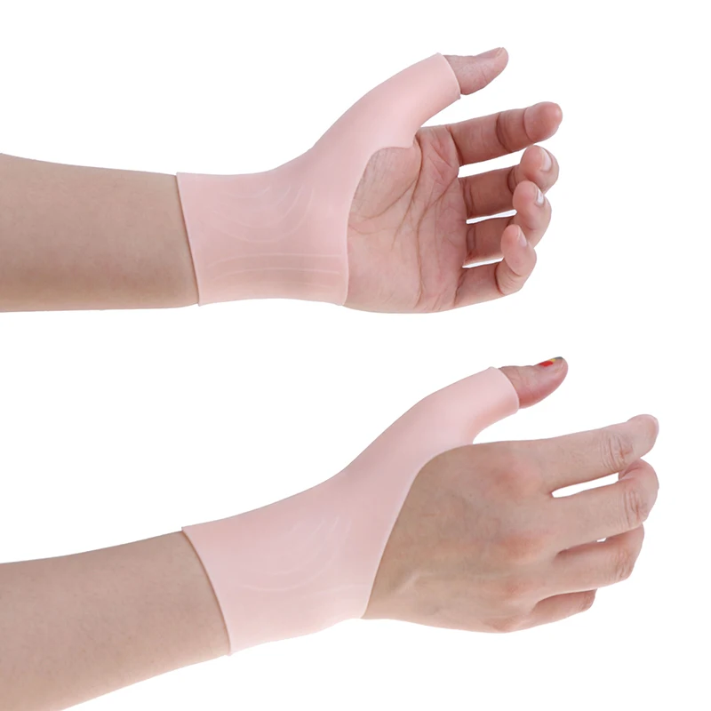 2PCS 1Pair Silicone Gel Wrist Thumb Support Glove Arthritis Pressure Corrector Brace
