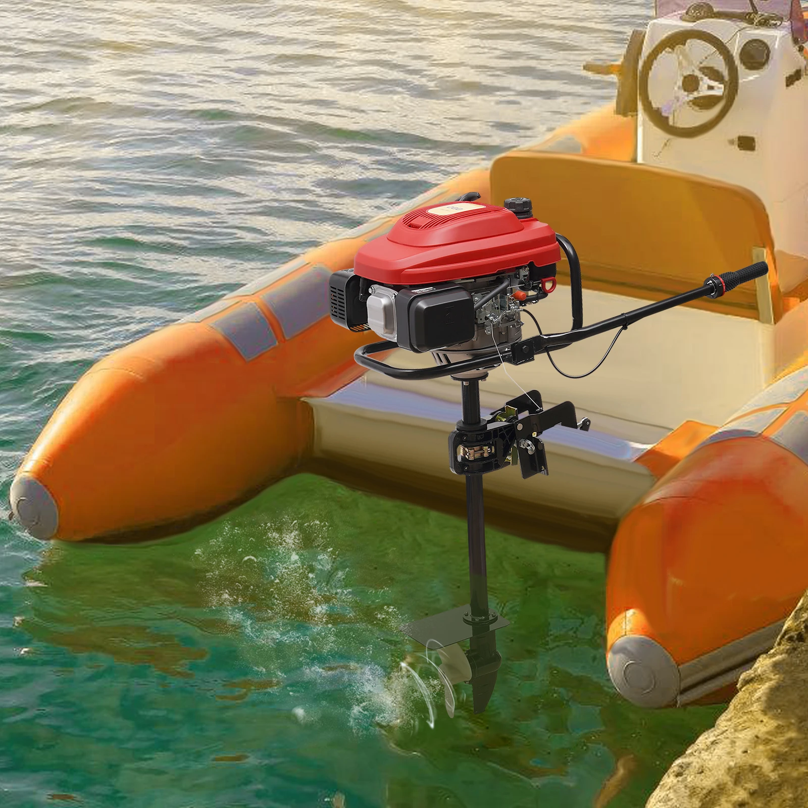 

4-тактный подвесной двигатель мощностью 3,5 кВт, сверхмощные подвесные морские двигатели с коротким валом 200 куб.см с воздушным охлаждением и системой зажигания CDI