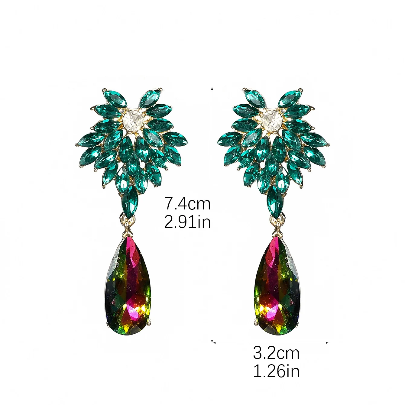 Design sense of personality exquisite colorful full of diamonds drop earrings fashion light luxury temperament match earrings