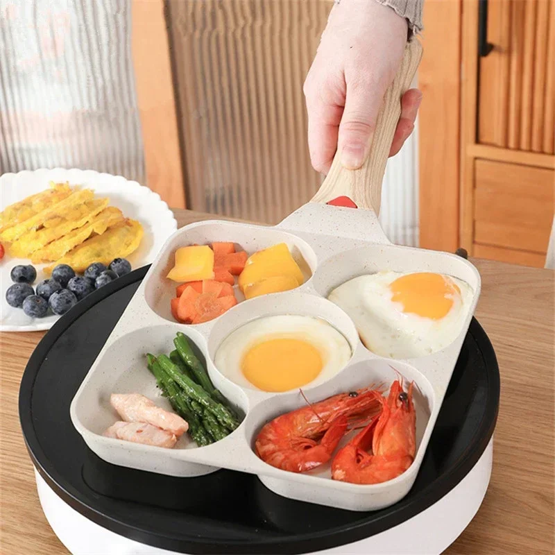 Five-Hole Non-Stick Omelette Frying Pan Pancake Saucepan Egg Burger Cooking Pots Steak Skillet Cookware Kitchen Utensils