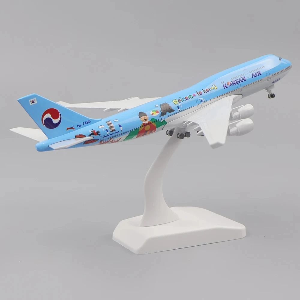 20cm Korea B747 Aircraft Model Air Boeing 747 Planel Models Metal Simulation Alloy Material with Landing Gear Children's Toys