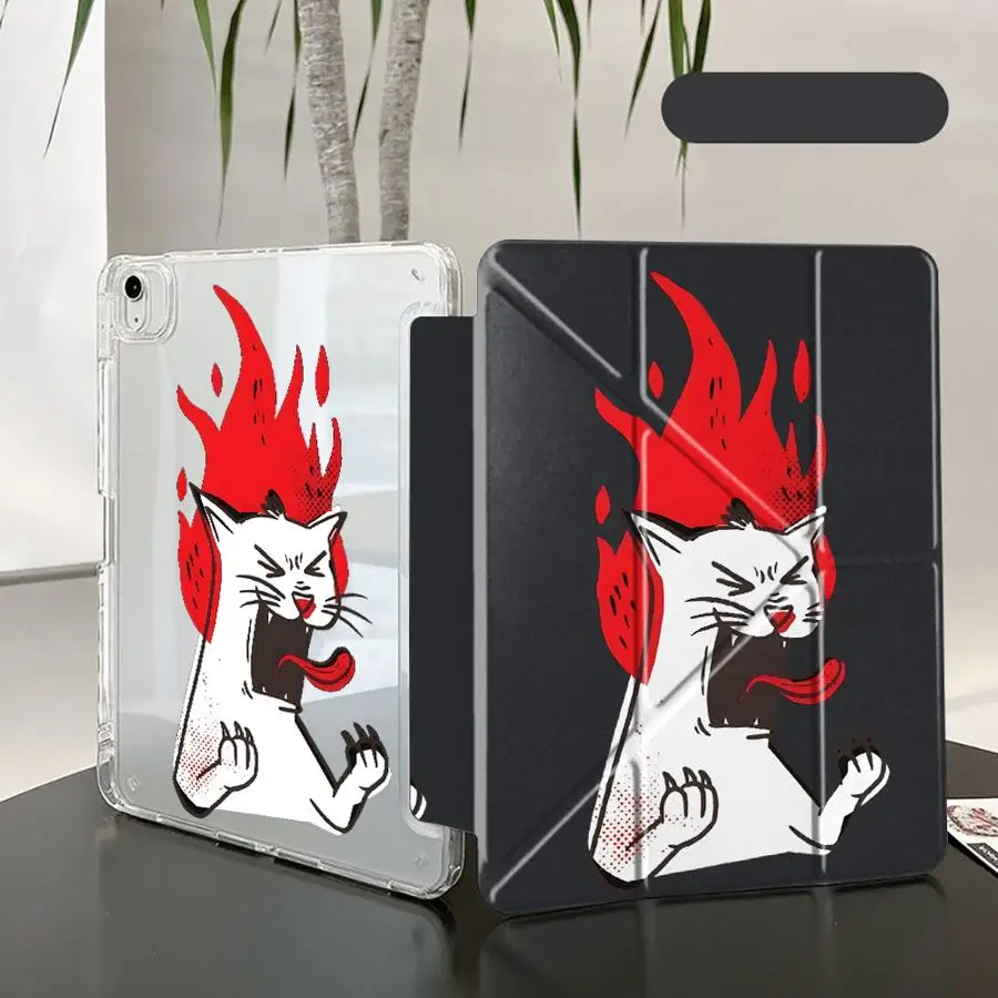 Flame Cat Y-Fold Holder Cover Tablet Case For iPad Pro 11th 10th 9th 8th 7th 12.9inch Pro 2025 Air 4 5 M3 M2 1 2 M4 11inch Mini