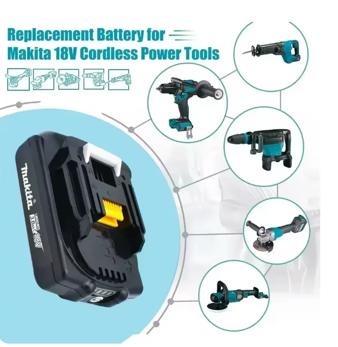 

Аккумулятор Makita 18V 3Ah Li-Ion, сменные батареи для дрелей 18В, модели BL1830, BL1840, BL1850, BL1860B
