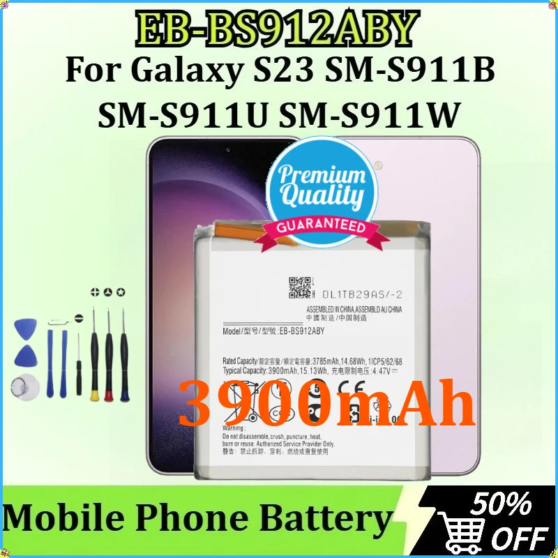 

New EB-BS912ABY for Galaxy S23 SM-S911B SM-S911U SM-S911W High Quality Replacement Mobile Phone Battery 3900mAh + Tools