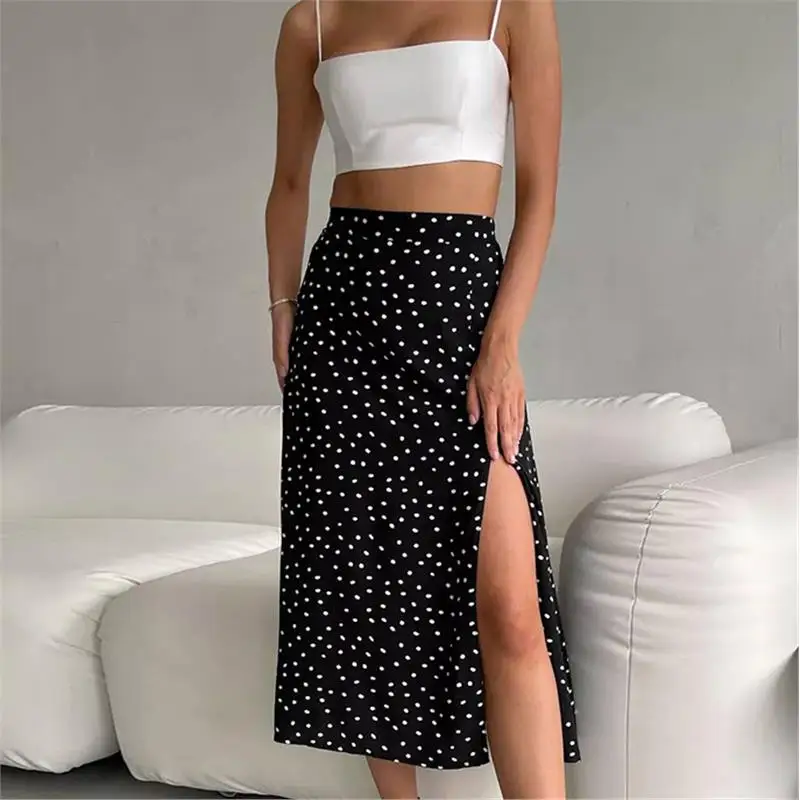 Faionable joie fendue mi-longue jupe automne hiver nouveauté femmes banlieue Sle a-ligne jupe PU matériel