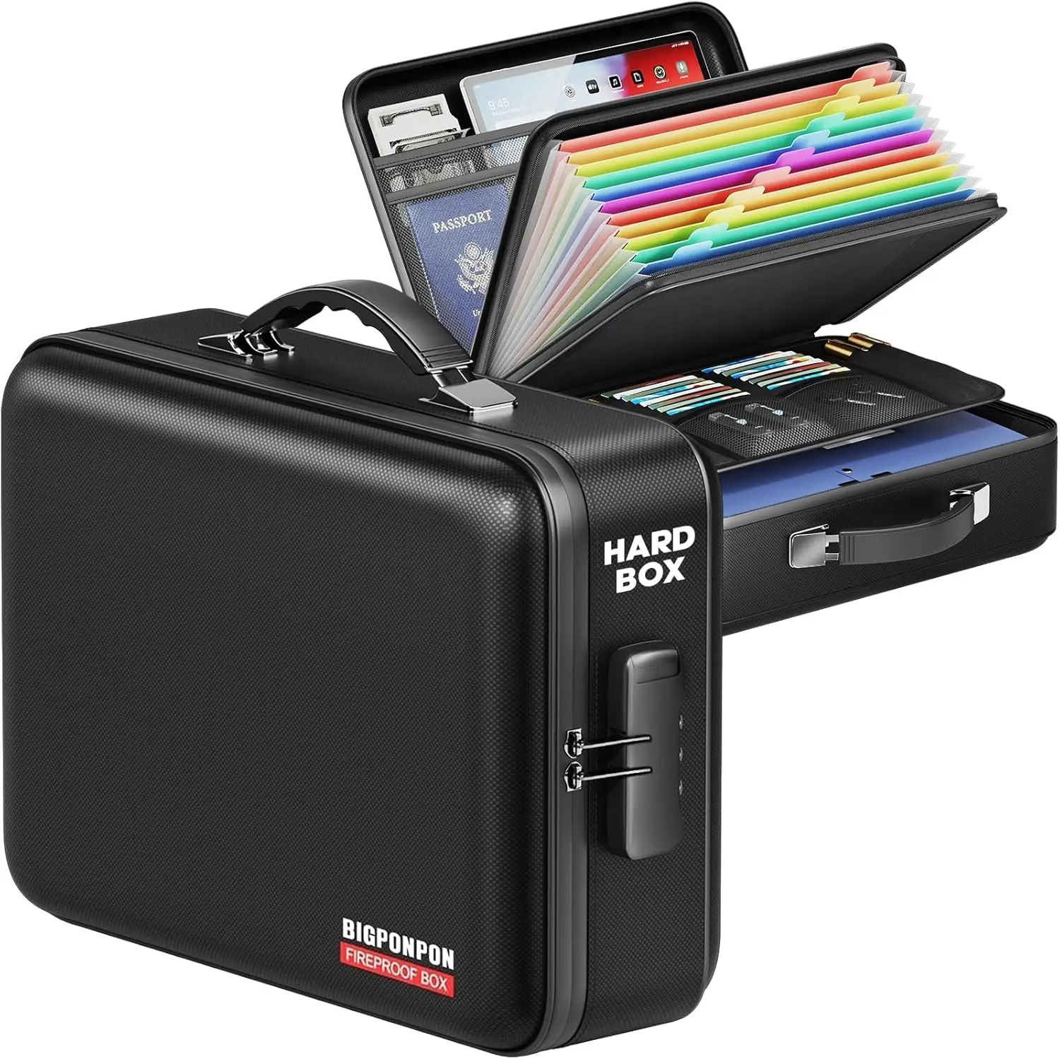 

Fireproof Document Safe Box with Lock, Waterproof Hard Case for Important Files & Valuables Storage (15x11x5 Inch)