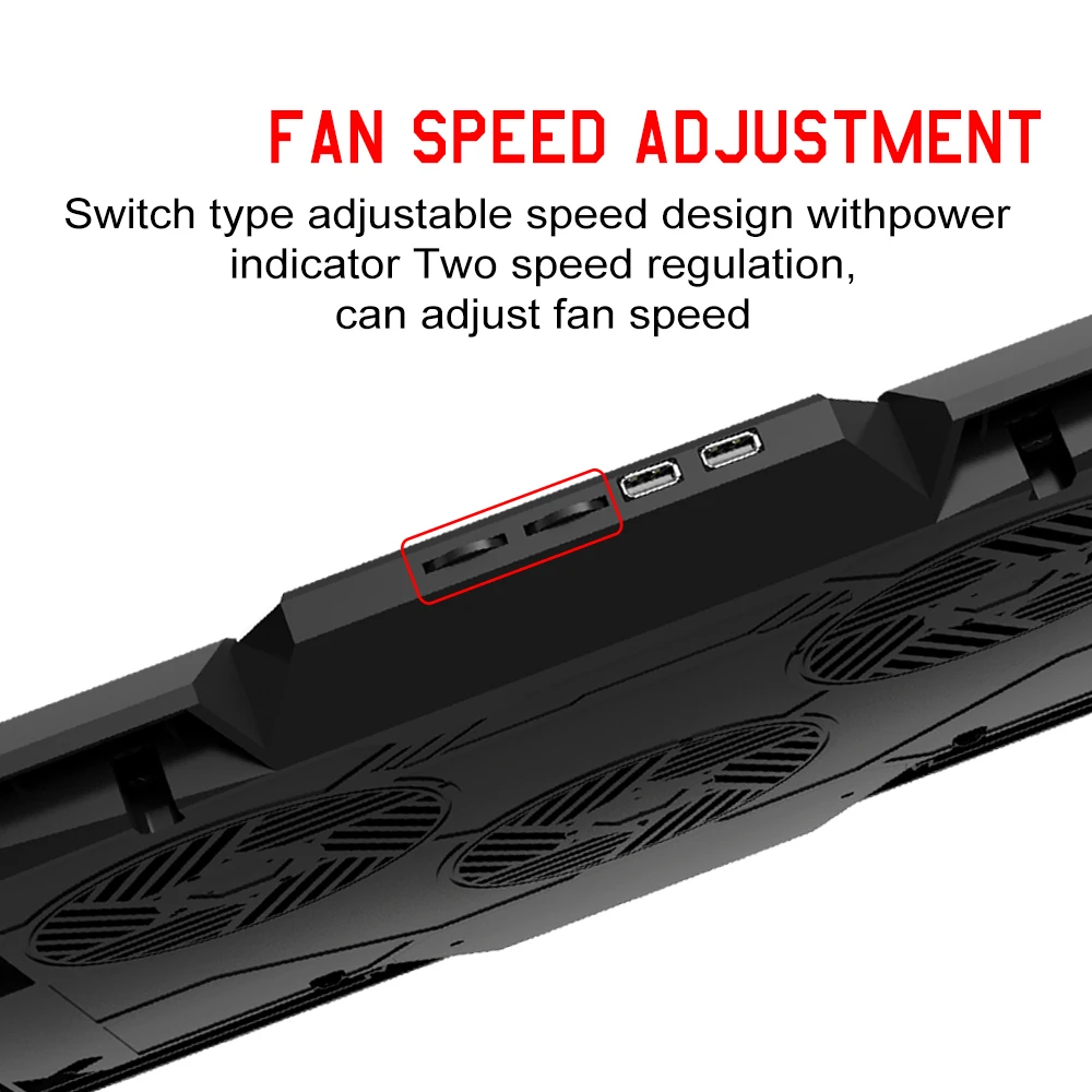USB External Gaming Laptop Cooling Pad 6 LED Fans Notebook Cooler Stand Adjustable Quiet Laptop Fan Pad For 12-17 Inch Gamer