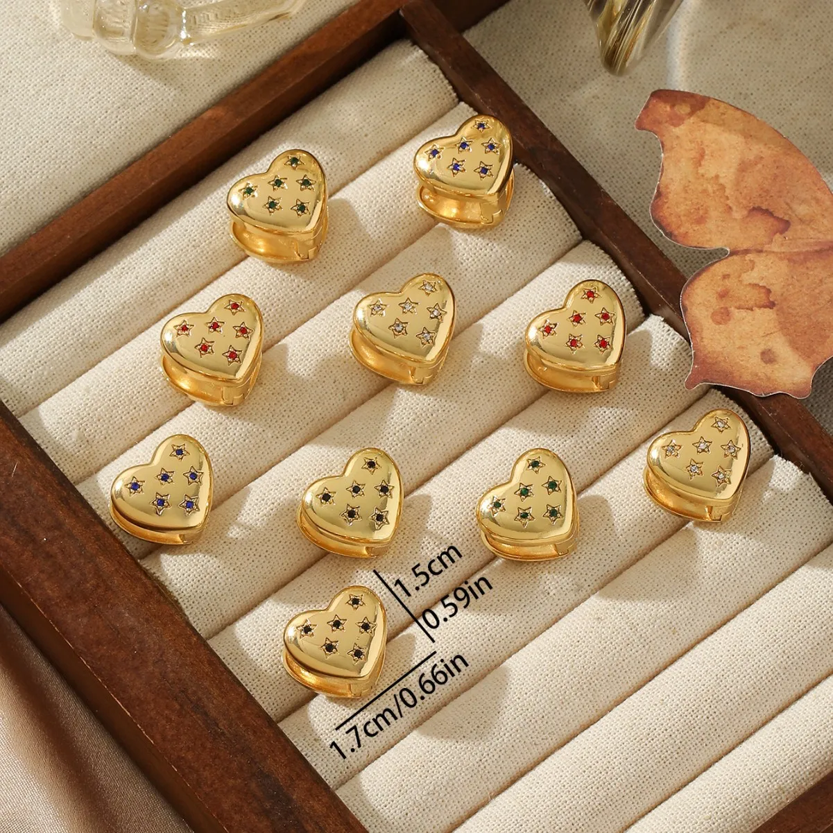 

Exquisite Cubic Zirconia Stainless Steel Heart Love Hollow Hoop Earrings Women High Quality Daily Pendant Jewelry