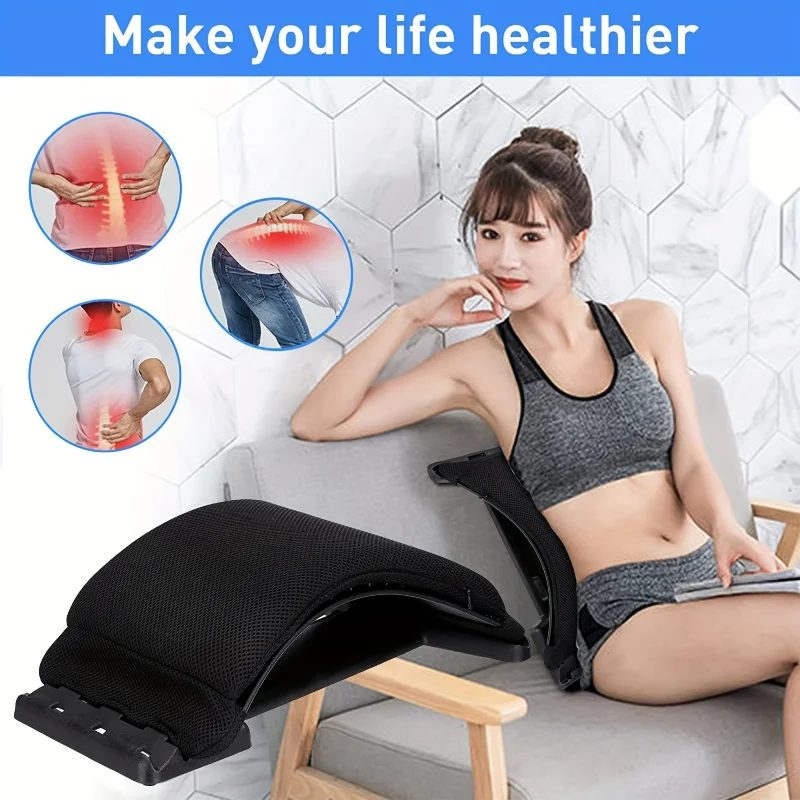 

Lumbar Massager, Curved Lumbar Corrector, Spine Stretcher, Office Lumbar Support Cushion With Thick Sponge Back