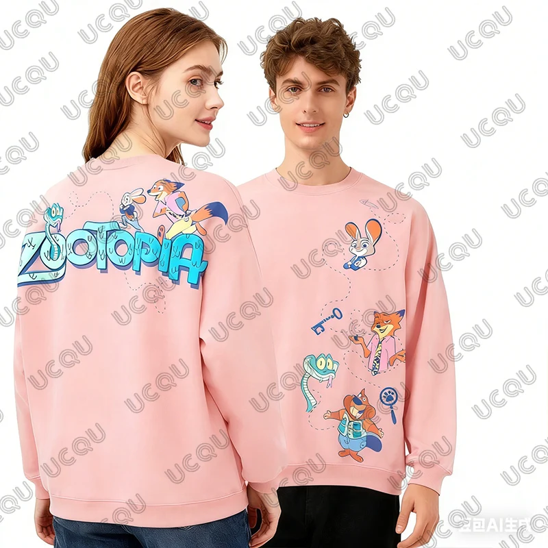 2026 ديزني Zootopia 2 طباعة الأزواج هوديس للنساء الرجال الخريف الشتاء طويلة الأكمام البلوز بلوزة كاجوال المتضخم القمم #5