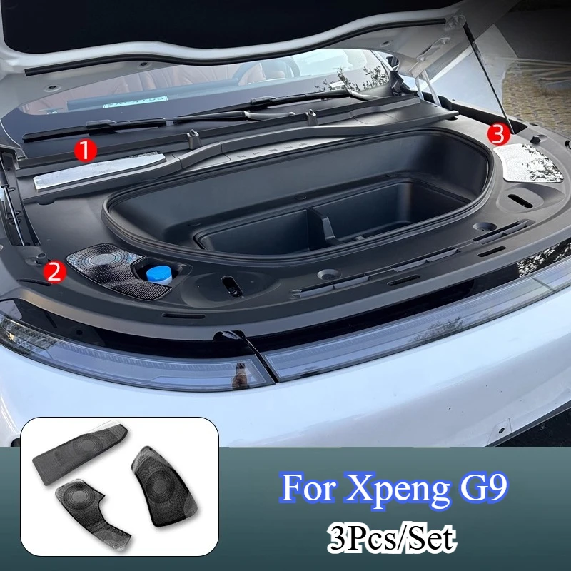 

Для Xpeng G9 3 шт. передняя крышка вентиляционного отверстия двигателя, накладка, антиблокировочные защитные крышки из нержавеющей стали, автомобильные аксессуары