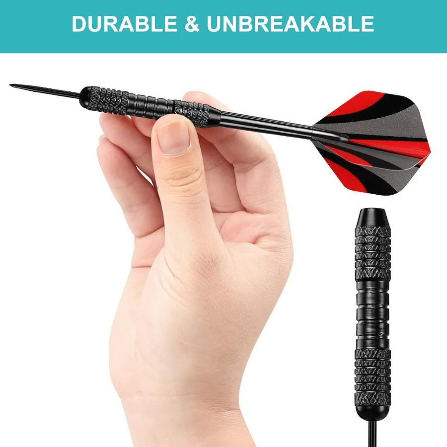 Accmor 12 Pack Steel Tip Darts 24G Professional Metal Darts Set for Dartboard Game Night Bar Home and Competitive Play with Hig