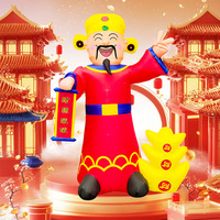 Simbok 8 FT Chinese New Year Inflatables God of Wealth Ornament Recruit Wealth and Treasure Blow Up Decorations