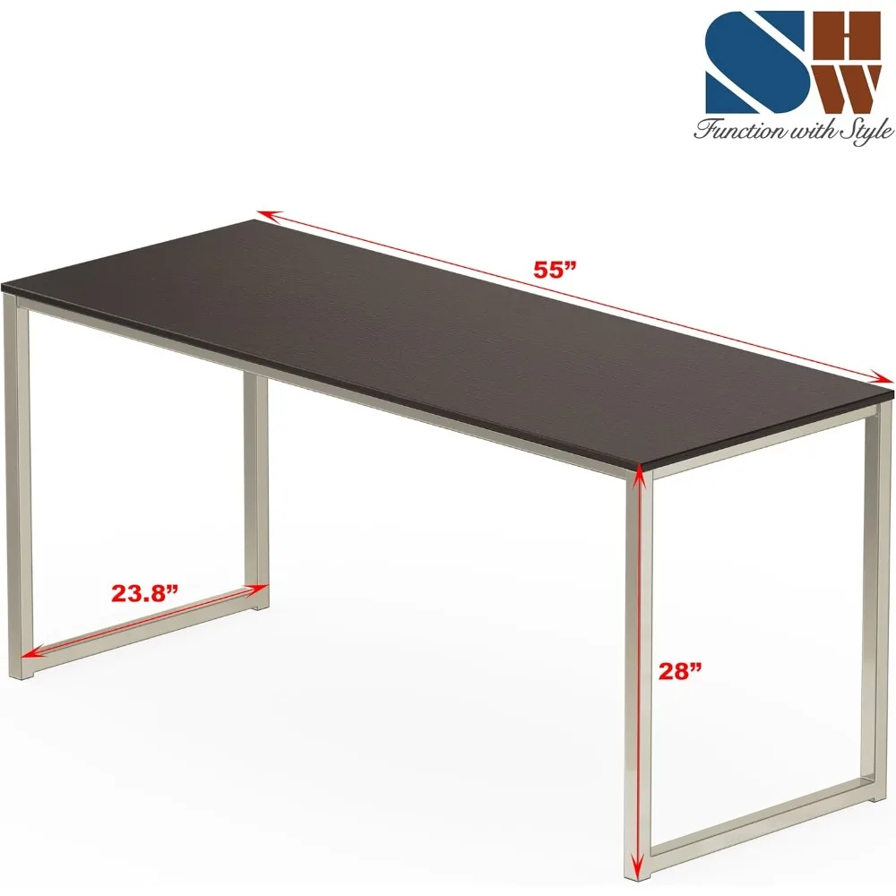 55-Inch Large Espresso Home Office Desk with Ample Space for Computer and Accessories