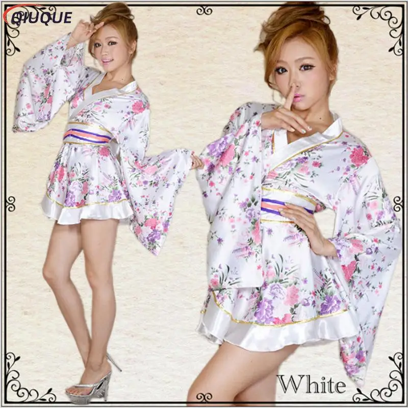Women Japanese Kimono Dress Floral Print Yukata Sleepwear Traditional Geisha Vintage Clothes Cosplay Costume