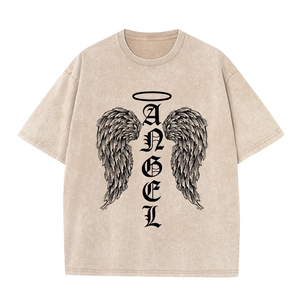 Angel Wings Halo Feathers God Awesome Funny Gift T-Shirt Anime 반팔티 Printed Unisex Short Humor Shirt Graphic Tee Summer Top