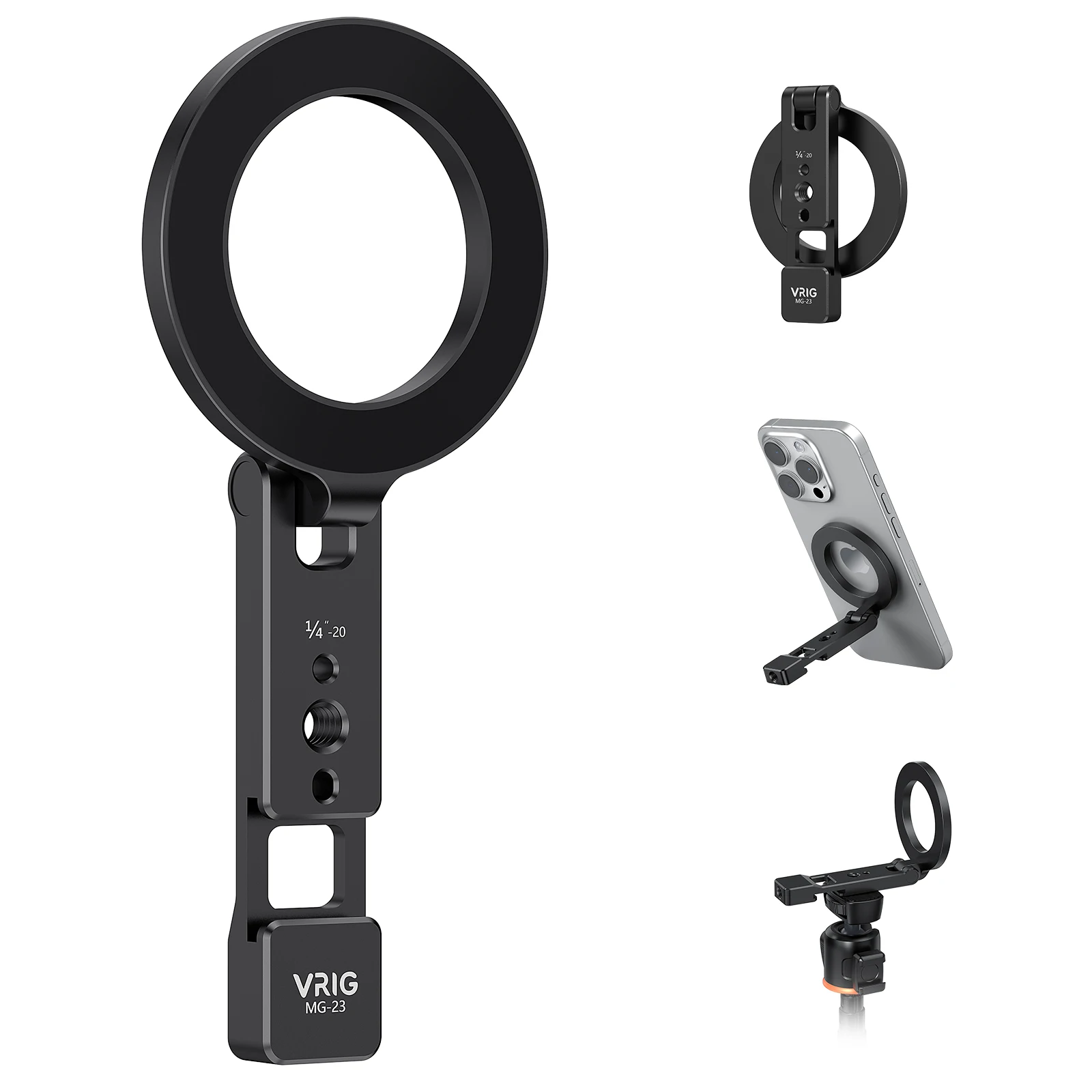 VRIG Magnetic Phone Holder Tripod Mount Selfie Stick Magsafe Compatible Aluminum Foldable Stand for iPhone 17 15 14 13 12Pro Max