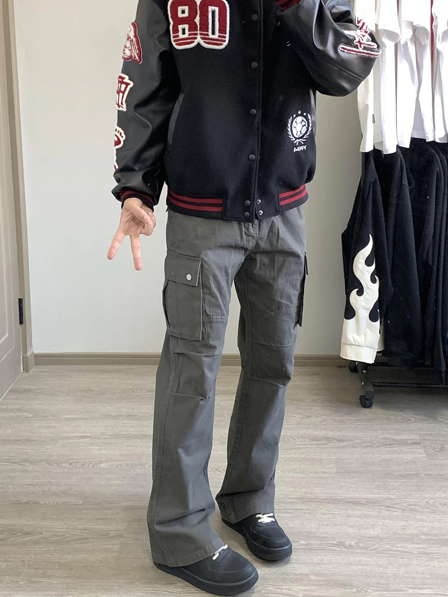 

Мужские рабочие брюки в американском ретро-стиле, весенне-осенние, с высокой талией, прямого кроя, для активного отдыха, походов и альпинизма