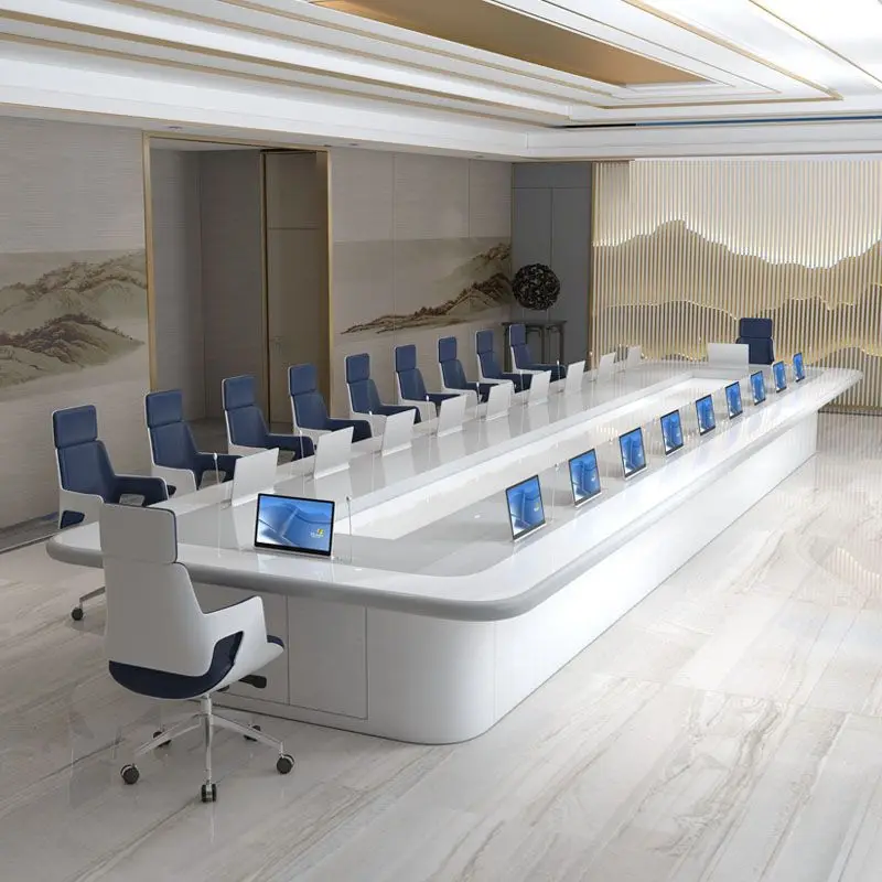 Paperless paint conference table lifting screen monitor large conference table