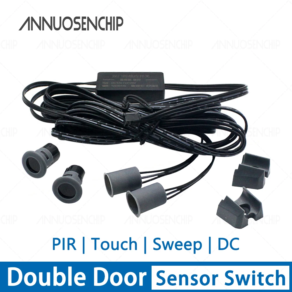 Detachable Sleeve Dual-Door Control Induction Switch Cabinet Wardrobe 12-24V Light Strip Human Hand Swipe Touch Sensor