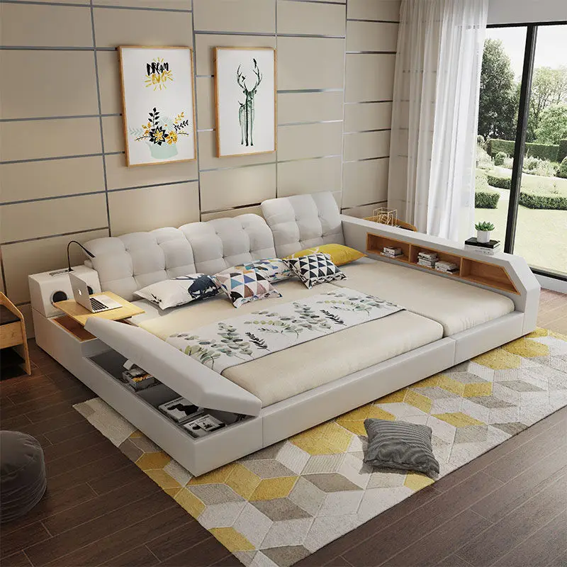 

Accent Luxury Bed Designer Modern Aesthetic Cheap Soft Relaxing Salon Events Creative Bed Big Size Cama Solteiro Home Decor