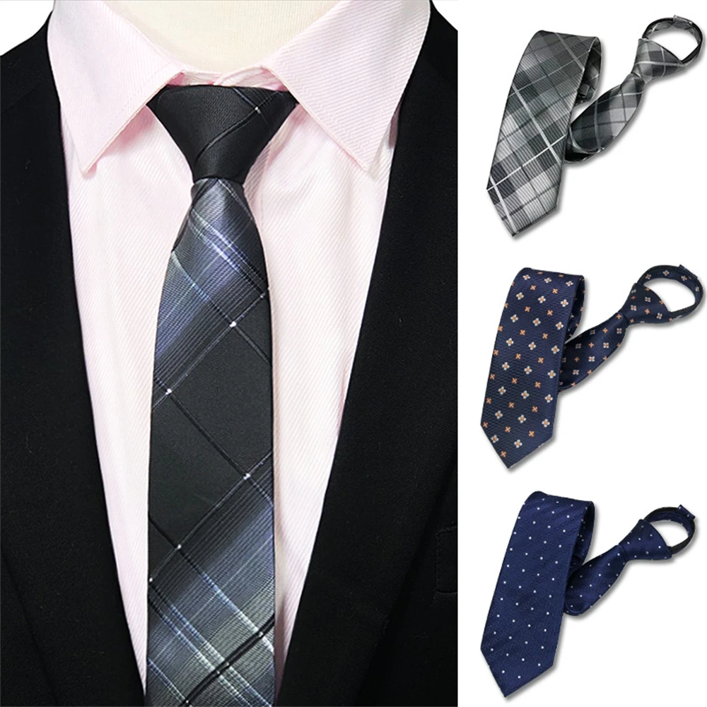 

Working Group Professional Dress Zip tie men 5cm Korean version narrow easy to pull a lazy convenient tie LZ