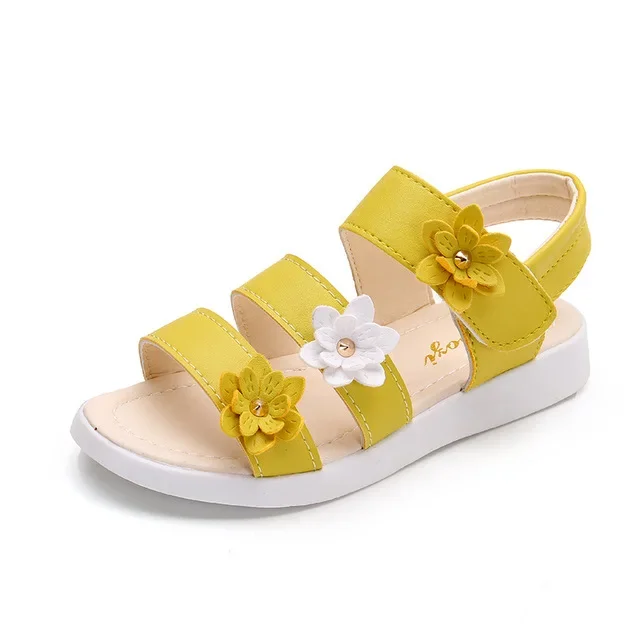 Girls Sandals Gladiator Flowers Sweet Soft Children Beach Shoes Kids Summer Floral Sandals Princess Fashion Cute High Quality