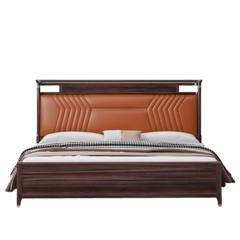 

New Chinese solid wood bed 1.5m ebony double bed light luxury simple 1.8 meters master bedroom furniture