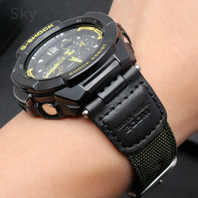 For Casio 24x12mm 3157sgw-100 SGW-200 Series Mountaineering Outdoor Canvas Resin Silicone High Quality Nylon Watch Strap