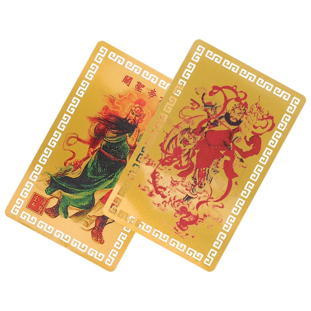 2Pcs Tai Sui Amulet Cards Golden Feng Shui Good Luck Wealth Protection Success Charm for Chinese Lunar New Year Prosperity