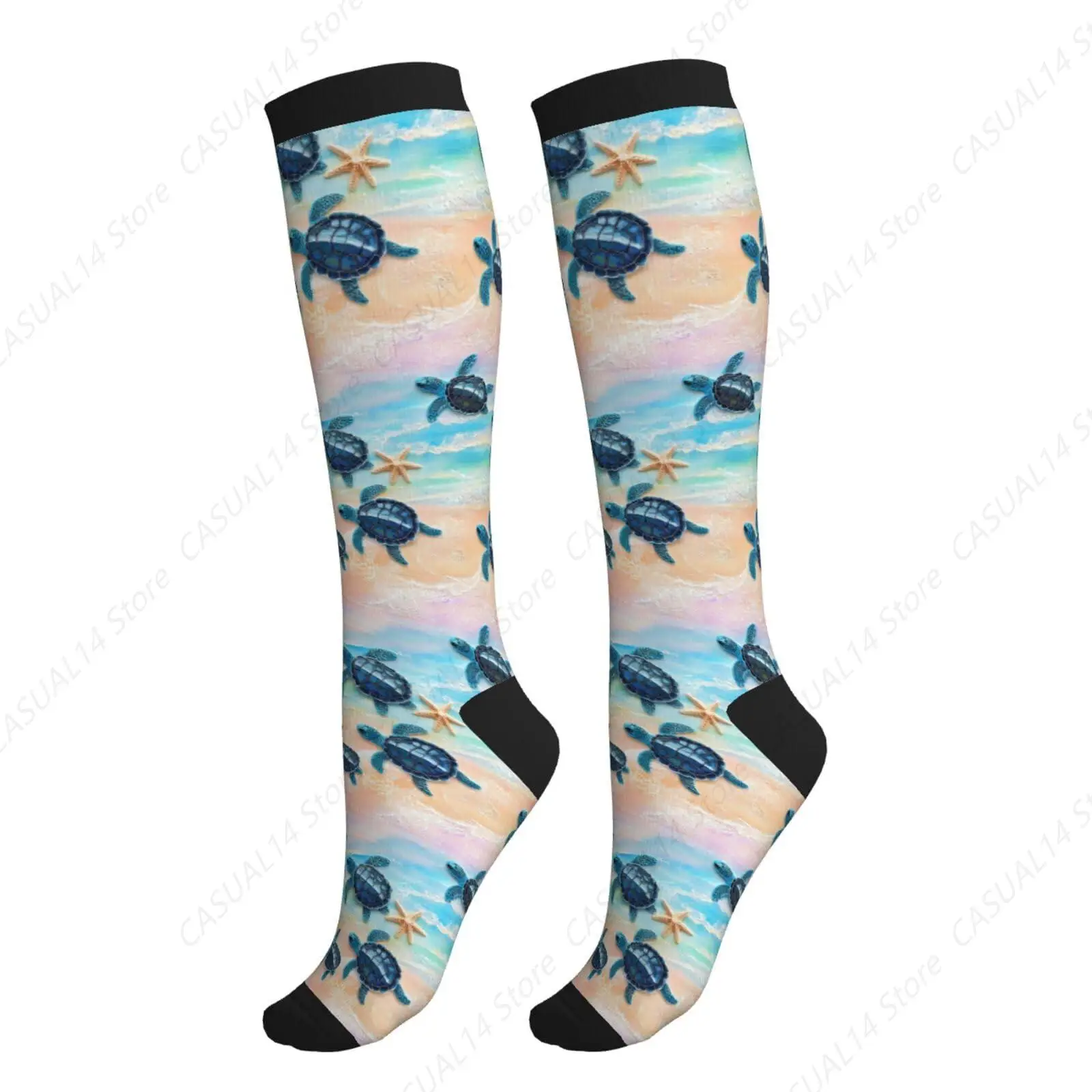 

Компрессионные носки с морской черепахой, носки до колена для женщин и мужчин, циркуляционные чулки для занятий спортом, бегом, велоспортом, летающими