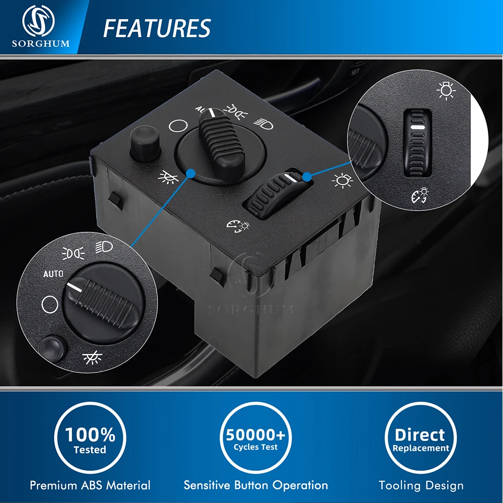 SORGHUM 15143597 19381535 Headlight Switch Fog Lamp Button For Cadillac Escalade Chevy Avalanche Silverado Hummer H2 GMC Sierra