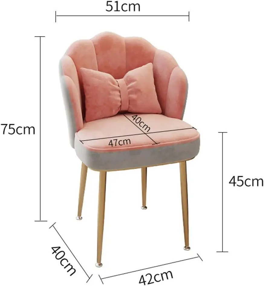 Бархатный стул для макияжа в форме ракушки, с металлическими ножками