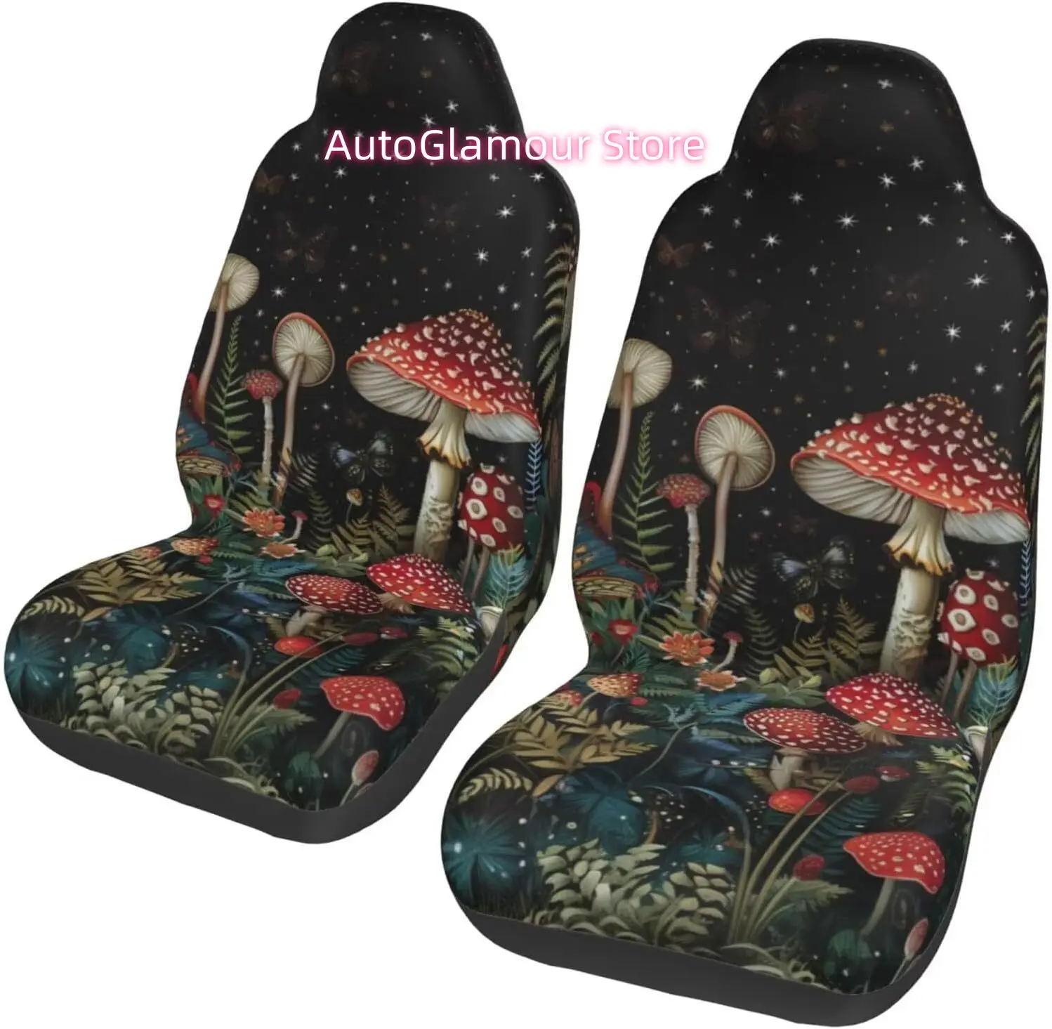 

Mushroom Print Car Seat Covers for Front Seats, Green Leaf Front Seat Cover Set Easy Installation Car Accessories Fits Most Car