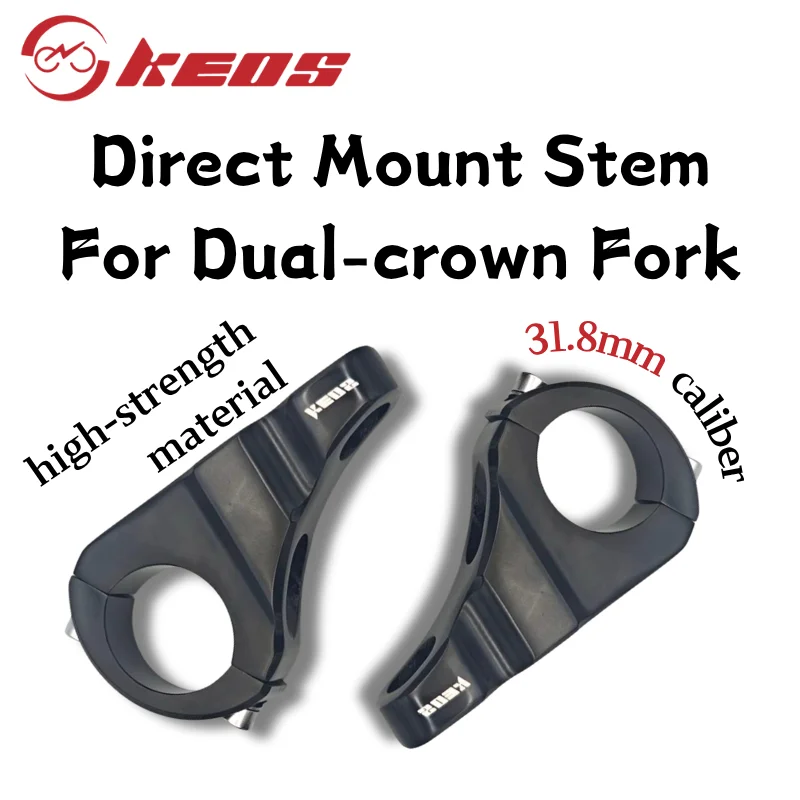 KEOS جبل الجذعية المباشرة لشوكة التاج المزدوج 31.8 مللي متر المشبك عالي اللمعان أسود عالي القوة سبائك الألومنيوم مقود الدراجة الجبلية/E-الدراجة #1
