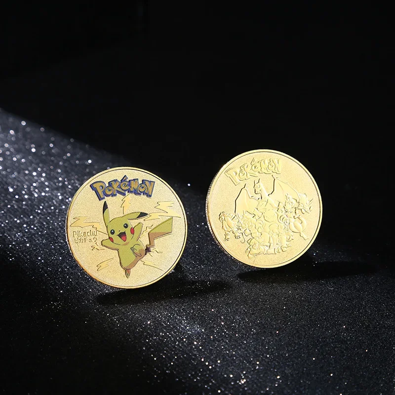 Juego de monedas de Metal de Pokémon, medallón conmemorativo de Anime, Mewtwo, Charizard, Pikachu, Venusaur, Squirtle, regalo de Pokeball