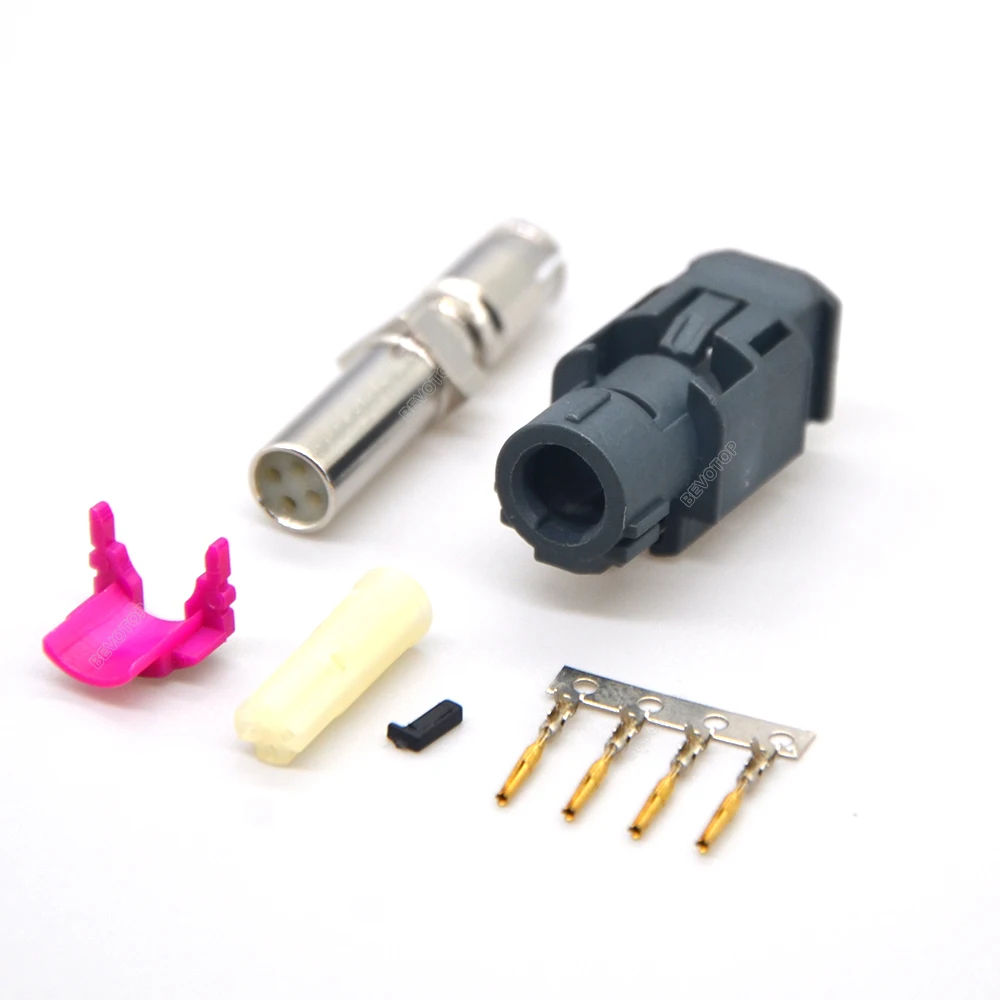 BEVOTOP Car Vihicle Fakra HSD LVDS 4 Pin Connector Code G Straight Female Crimp Dacar 535 4 Core Coaxial Cable ​