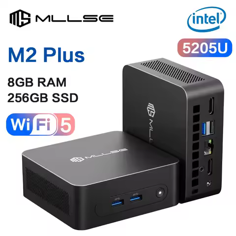 MLLSE M2 Plus Mini PC Intel Celeron 5205U Processor 8GB RAM 256GB ROM WiFi 5 BT4.2 Windows 11 Pro Desktop Computer