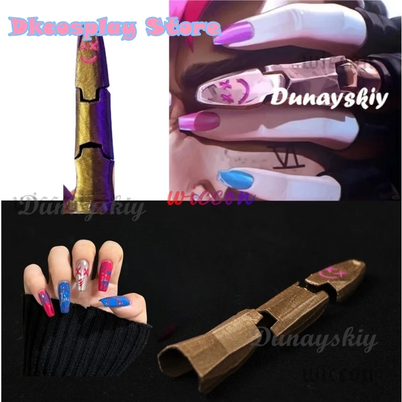 Arcane Jinx Cosplay Finger Covers Game LOL Roleplay Nail Set Costume Props Adult Outfits Halloween Carnival Costume Accessories