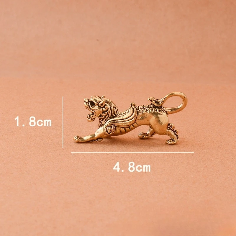 1 PC Creative Kirin Brass Ornaments Keychain Pendant Bag Car Key Accessory Metal Craft Home Decoration Unique Birthday Present