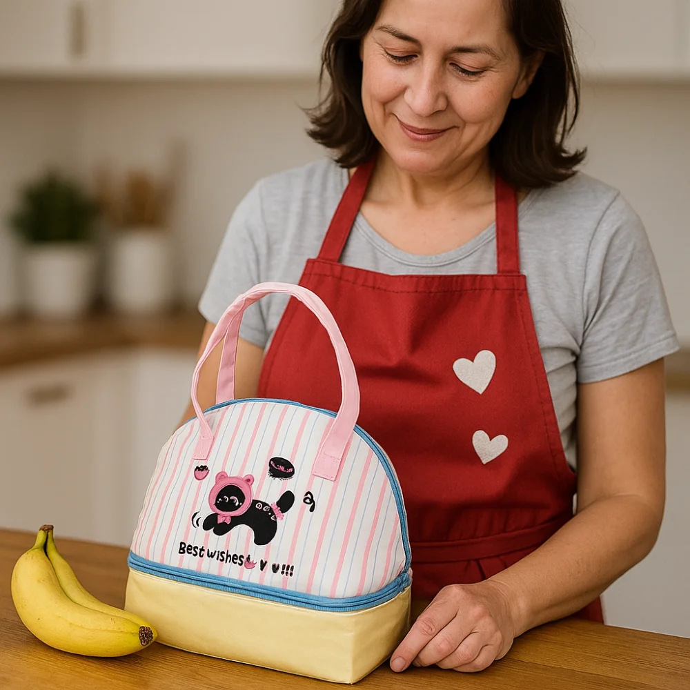 Сумка для обеда с мультяшным котом, легкая изолированная большая сумка, сумка в корейском стиле, ручная сумка, модный дизайн, маленькая большая сумка