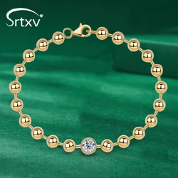 1CT D Color Moissanite Bead Bracelets For Women Girl 925 Sterling Silver 18K Plated Diamond Hand Chain Jewelry Wedding Xmas Gift