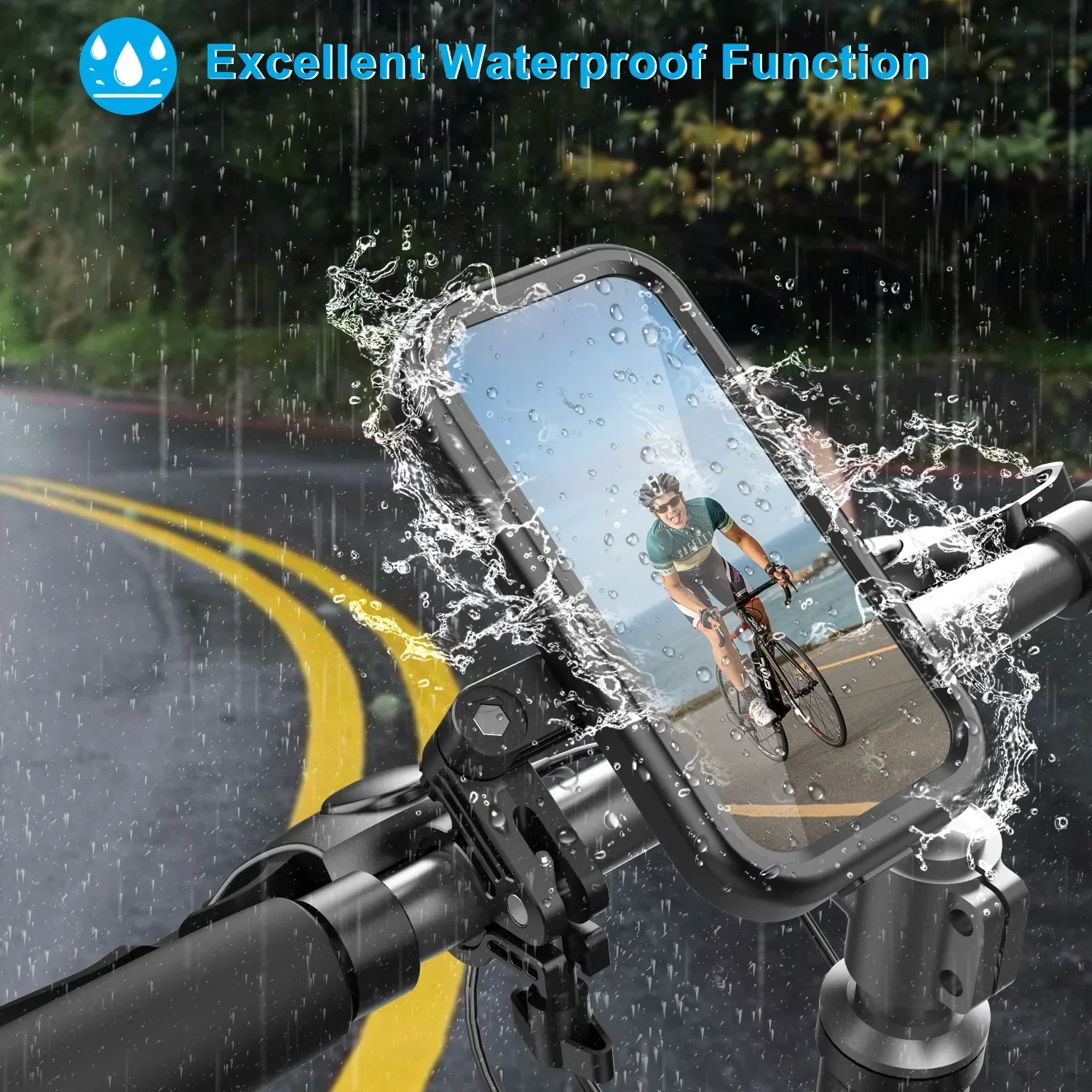 

Waterproof Motorcycle Bike Handlebar Phone Holder 360° Rotating Adjustable Folding Outdoor Riding GPS Universal Phone Bracket