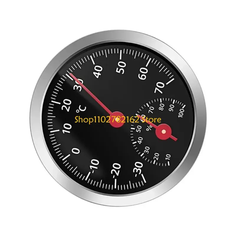 547B Temperature Humidity Meter Analog Climate Reader with Round Face, Battery Indoor Room Monitor for Car Interior Checks and