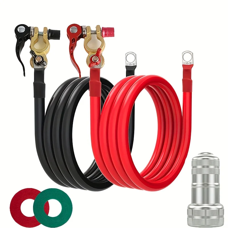 8AWG Batteriekabel für Wohnmobil, Auto, LKW, Solar mit Klemmenreiniger, 1M/1,5M/2M Längen, Hochleistungs-Direktanschluss