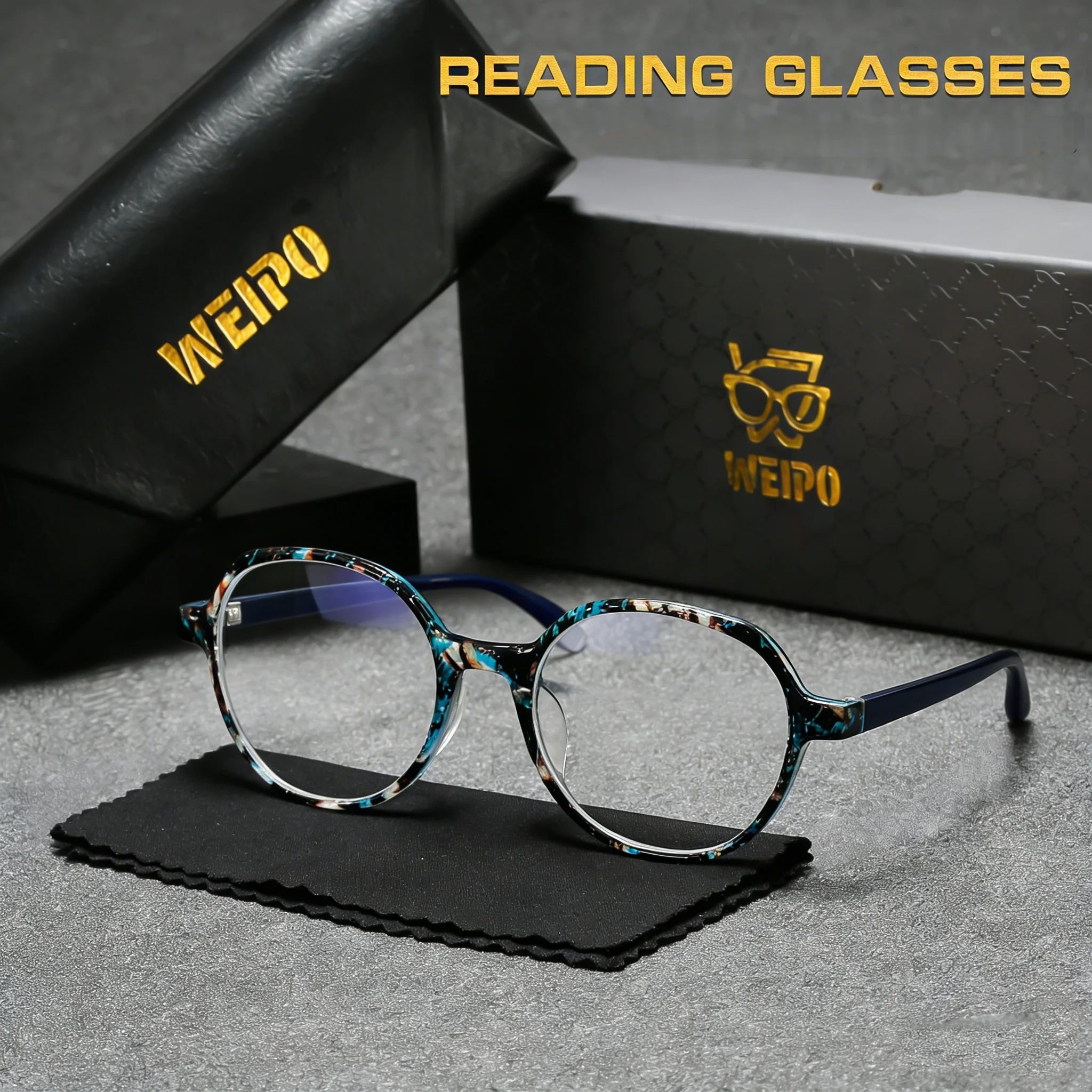 WEIPO High Definition Reading Glasses Men Women Ultralight Round Frame High Quality Anti Blue Light Presbyopic Eyeglasses