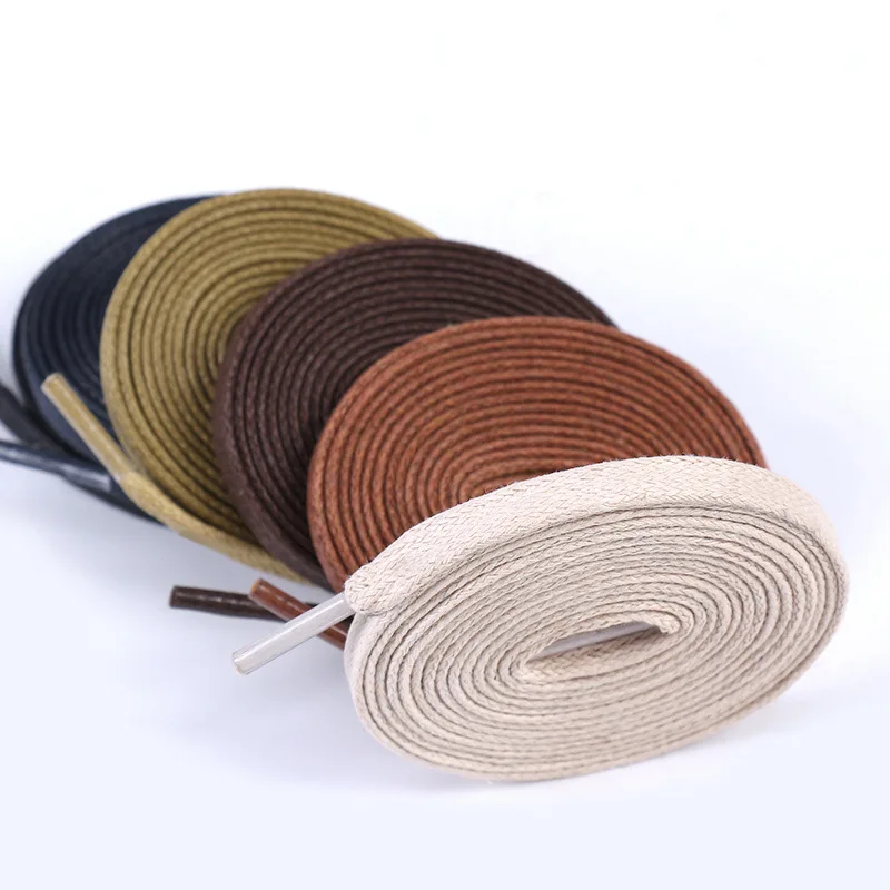 Waxed 6MM leather shoes shoelaces flat cotton colored hiking shoes  boots sneakers shoes strap.